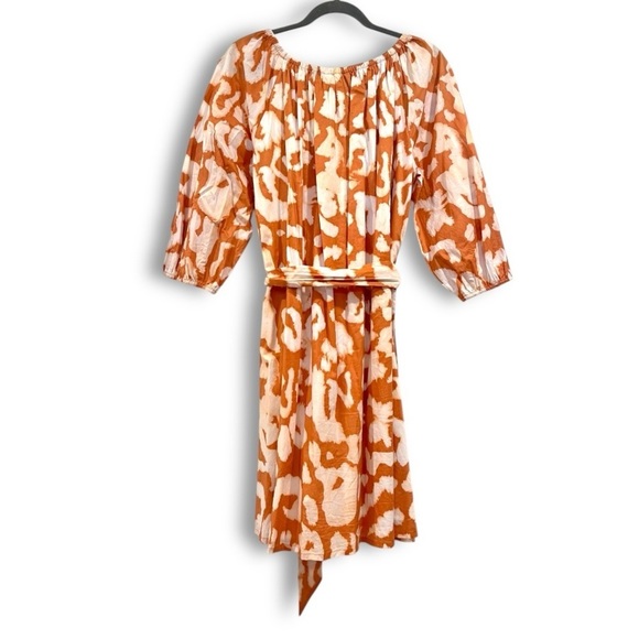 Elizabeth & James Uptown Dayglow Cotton Orange and White Abstract Tie Dye Dress - Picture 7 of 11